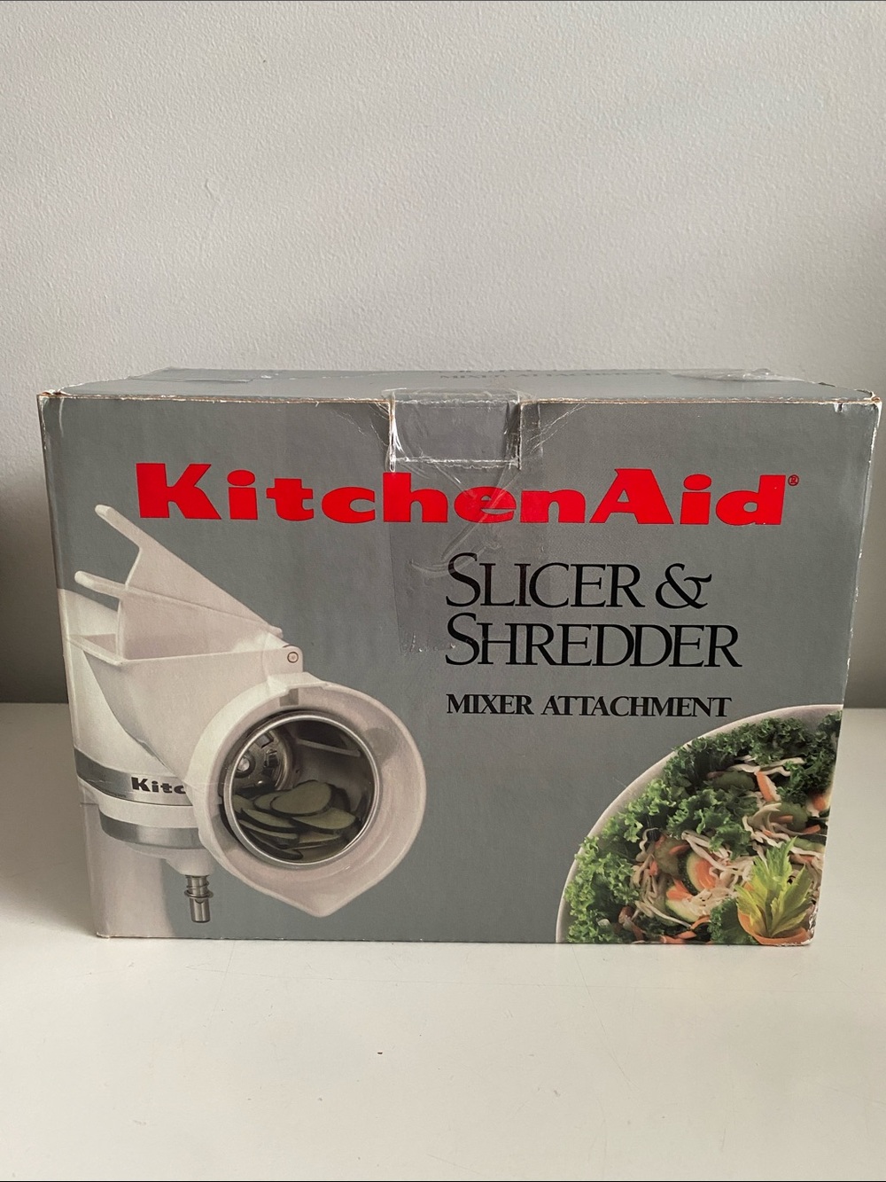 KitchenAid White & Silver Slicer and Shredder Mixer Attachment Model RVSA